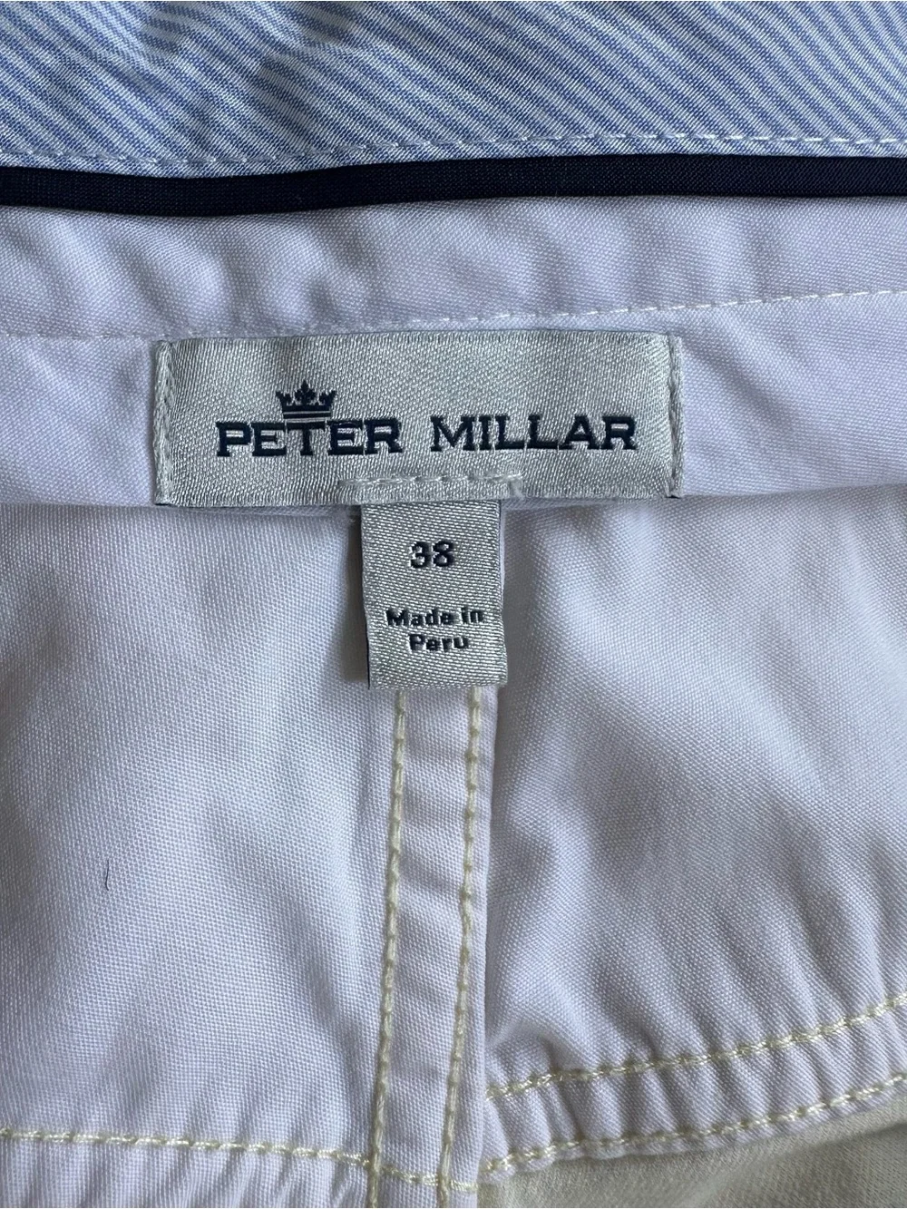 Peter Millar Men's Soft Touch Twill Five Pocket Trouser Yellow Cream Size 38
